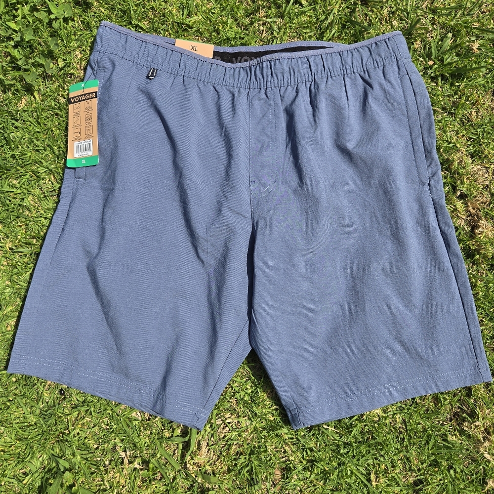 Voyager Men's UV Protection 50+ Active Stretch Travel Shorts Navy Blue XL